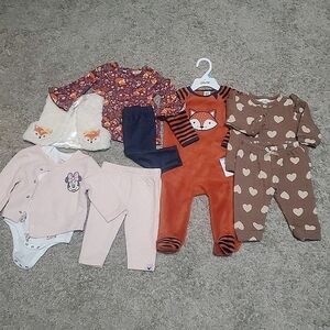 Baby Girl Fox Onsie, Fur Vest, long-sleeved Onsies, 2 Sweatsets